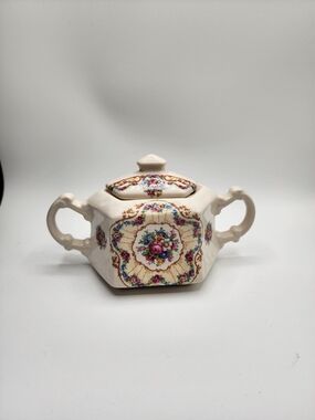 Vintage Floral Porcelain Sugar Bowl English Tea